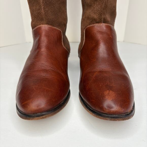 Brown Leather Suede Tall Riding Boots - Women's Size 8 - Picture 8 of 13